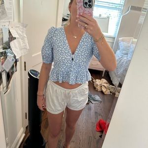 Zara floral puff sleeve top